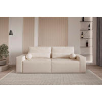 SCHLAFSOFA BRAZIL SOFA Bouclé Sandfarben  inkl. Schlaffunktion, Rücken echt, Stauraum  - Sandfarben/Schwarz, Design, Textil (248/92/110cm) - MID.YOU