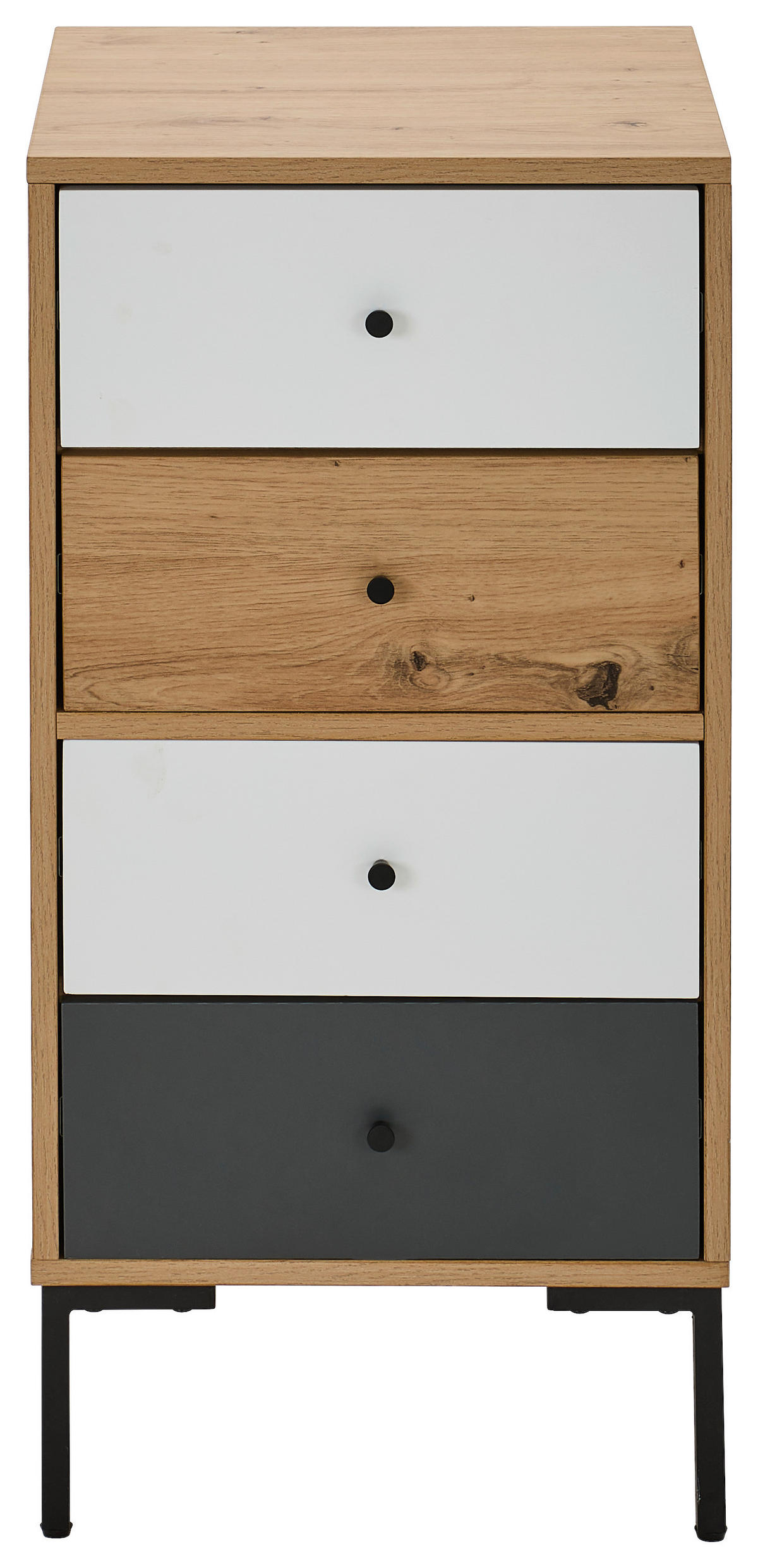 KOMMODE  in 40/80/40 cm  - Eichefarben/Schwarz, Design, Holzwerkstoff/Metall (40/80/40cm) - Carryhome