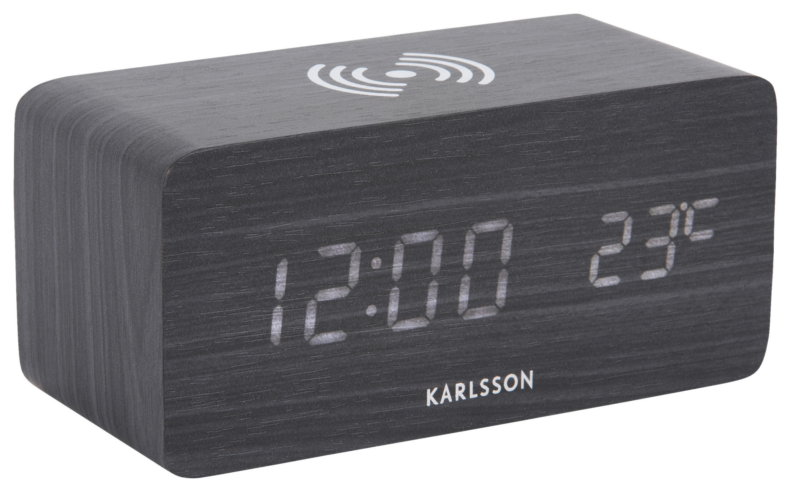 WECKER Clock Block Schwarz 15/7,1/7,4 cm  - Schwarz, Basics, Holzwerkstoff (15/7,1/7,4cm) - Karlsson