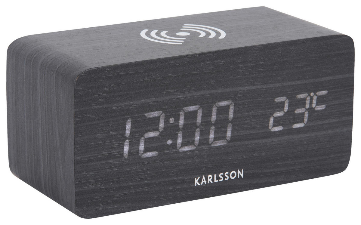 WECKER Clock Block Schwarz 15/7,1/7,4 cm  - Schwarz, Basics, Holzwerkstoff (15/7,1/7,4cm) - Karlsson