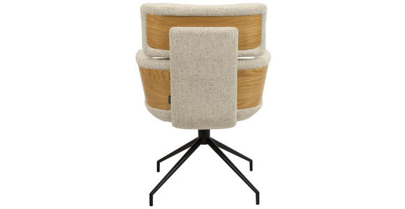 ARMLEHNSTUHL , Wippfunktion, Sitzfläche 360° drehbar, automatische Rückholfunktion , Webstoff  - Eichefarben/Beige, Design, Holz/Textil (62/92/66cm) - Dieter Knoll