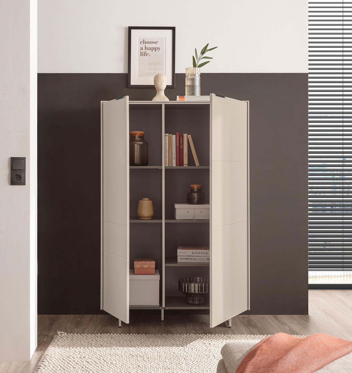 HIGHBOARD Schwarz, Kaschmir  95/134/38 cm  - Kaschmir/Schwarz, MODERN, Holzwerkstoff/Metall (95/134/38cm) - Carryhome