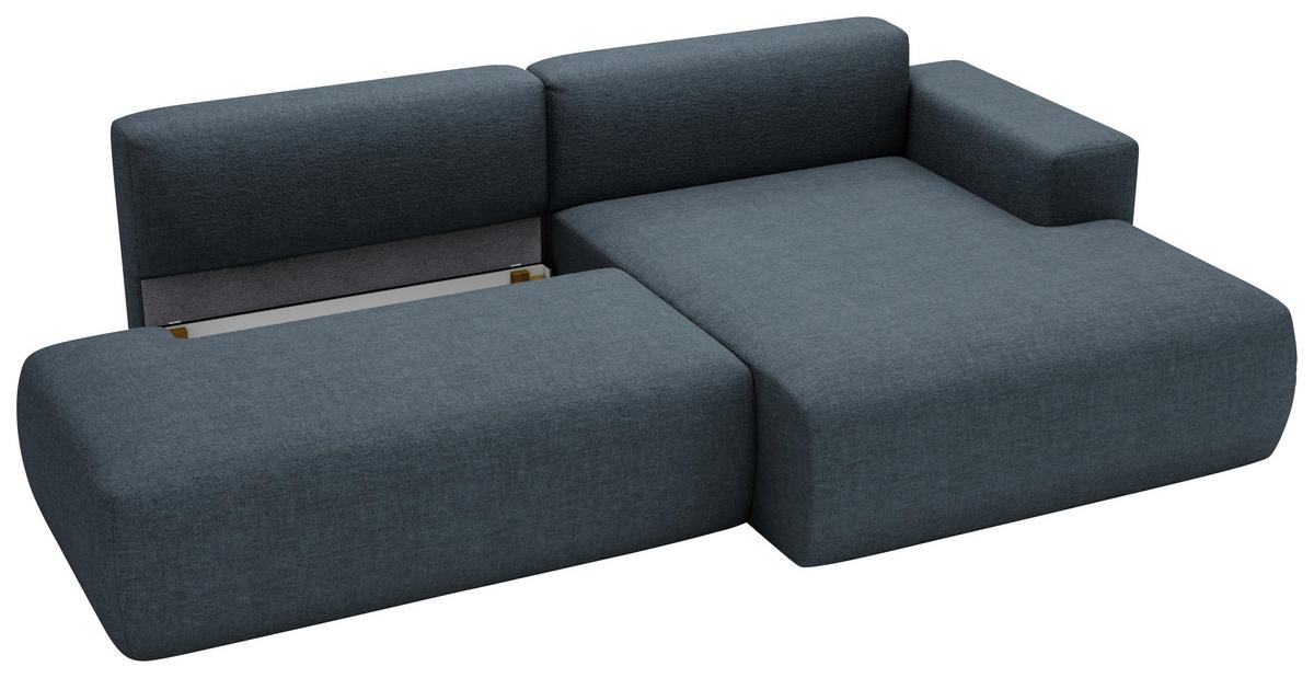 ECKSOFA ARTE Dunkelblau Chenille  - Schwarz/Dunkelblau, Design, Kunststoff/Textil (284/160cm) - Livetastic