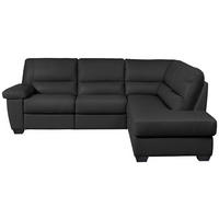 ECKSOFA in Kombination Echtleder/Lederlook Schwarz  - Schwarz, Konventionell, Leder/Kunststoff (248/201cm) - Livetastic