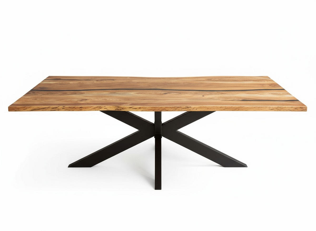 ESSTISCH in Holz 220/100/76 cm  - Schwarz/Akaziefarben, LIFESTYLE, Holz/Metall (220/100/76cm) - Livetastic