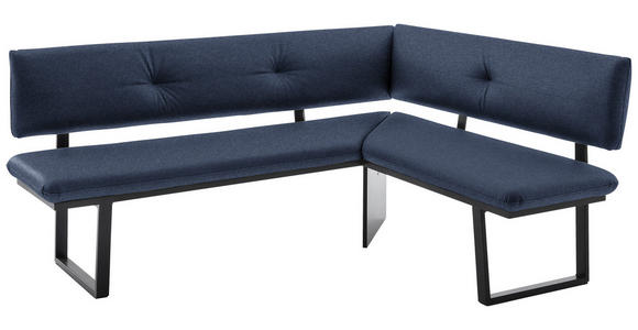ECKBANK 205/165 cm  in Schwarz, Dunkelblau  - Schwarz/Dunkelblau, MODERN, Textil/Metall (205/165cm) - Cantus
