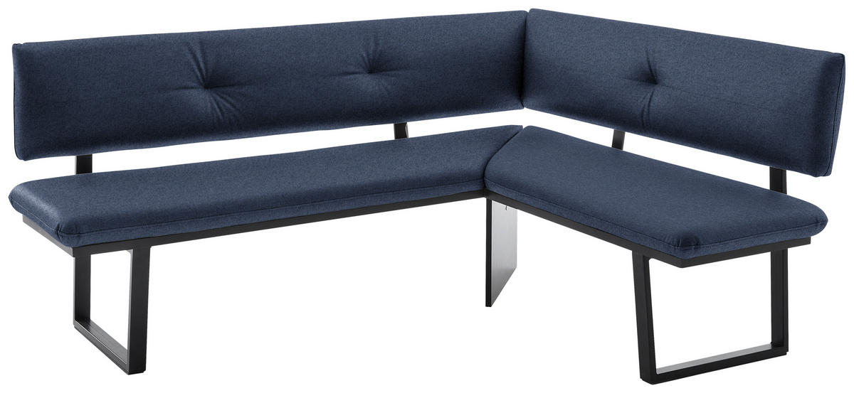 ECKBANK 180/140 cm  in Schwarz, Dunkelblau  - Schwarz/Dunkelblau, MODERN, Textil/Metall (180/140cm) - Cantus