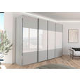 SCHWEBETÜRENSCHRANK  in Weiß, Seidengrau  - Chromfarben/Seidengrau, KONVENTIONELL, Glas/Holzwerkstoff (316/235/68cm) - Novel