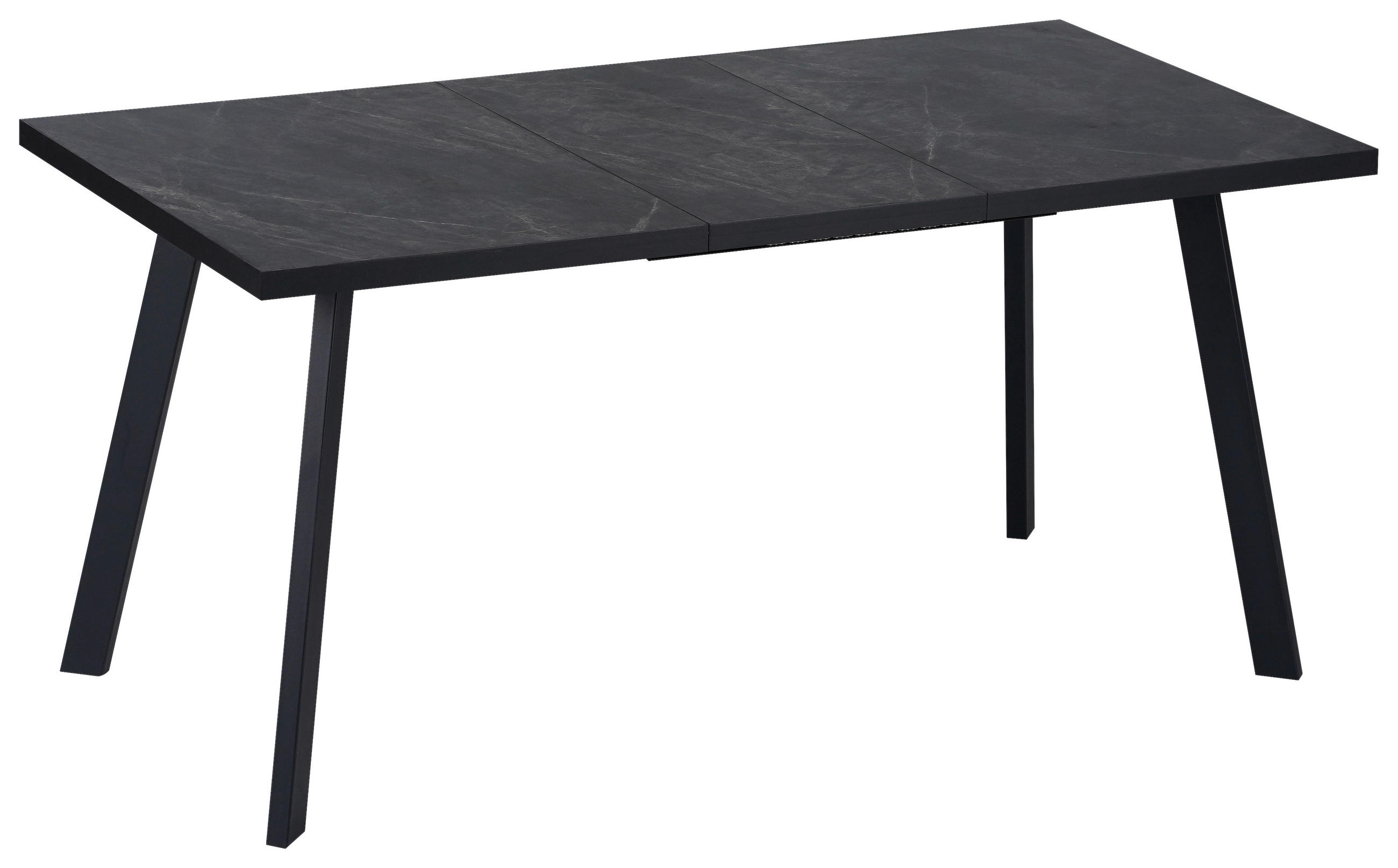 ESSTISCH Grau, Schwarz rechteckig  ausziehbar  - Schwarz/Grau, Design, Holzwerkstoff/Metall (120-160/80/76cm) - Ti'me