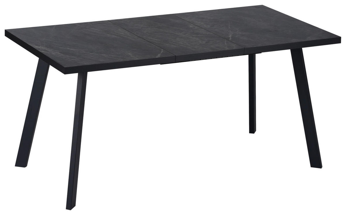 ESSTISCH Grau, Schwarz rechteckig  ausziehbar  - Schwarz/Grau, Design, Holzwerkstoff/Metall (120-160/80/76cm) - Ti'me