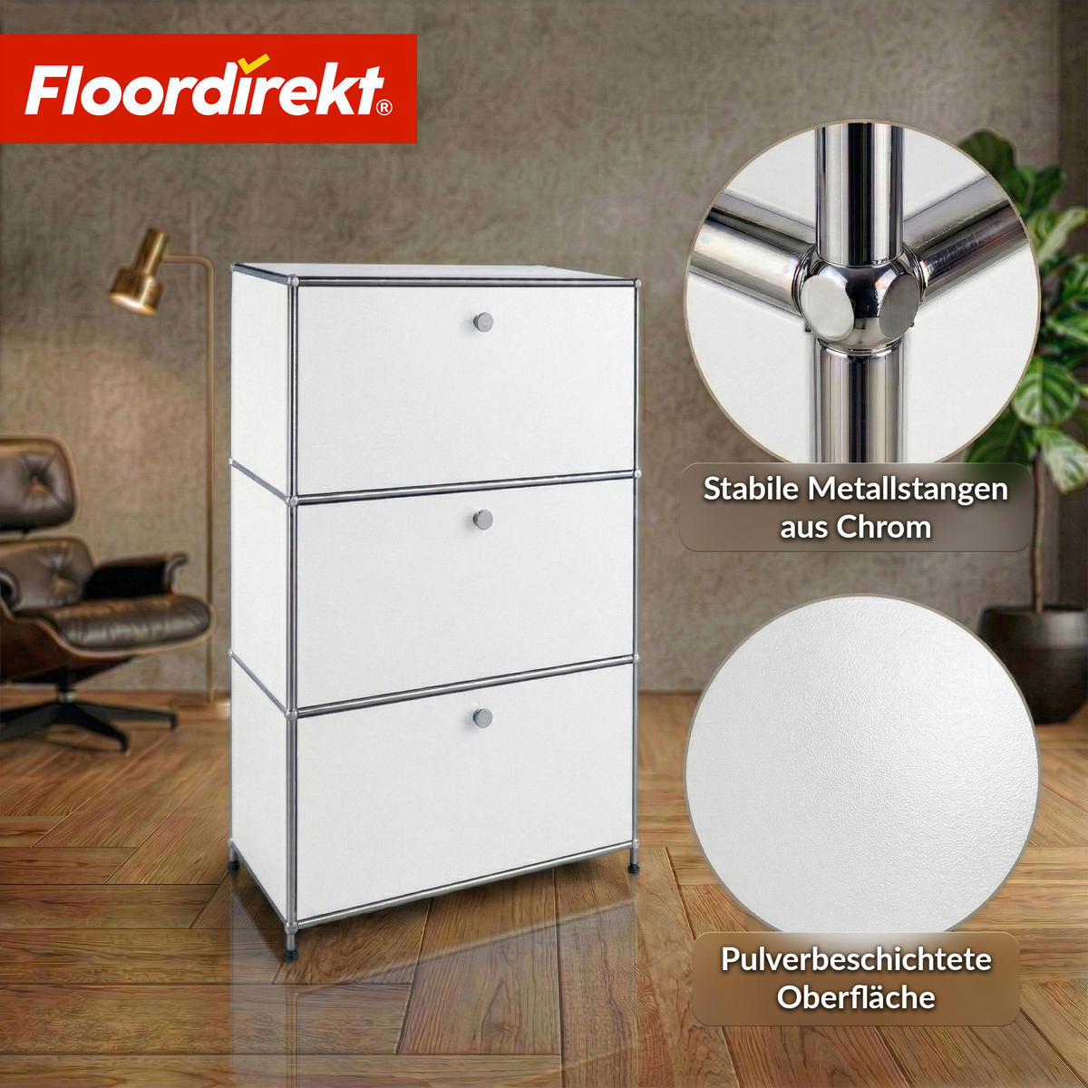 STANDREGAL Weiß  - Weiß, Basics, Metall (75/120/40cm) - Floordirekt