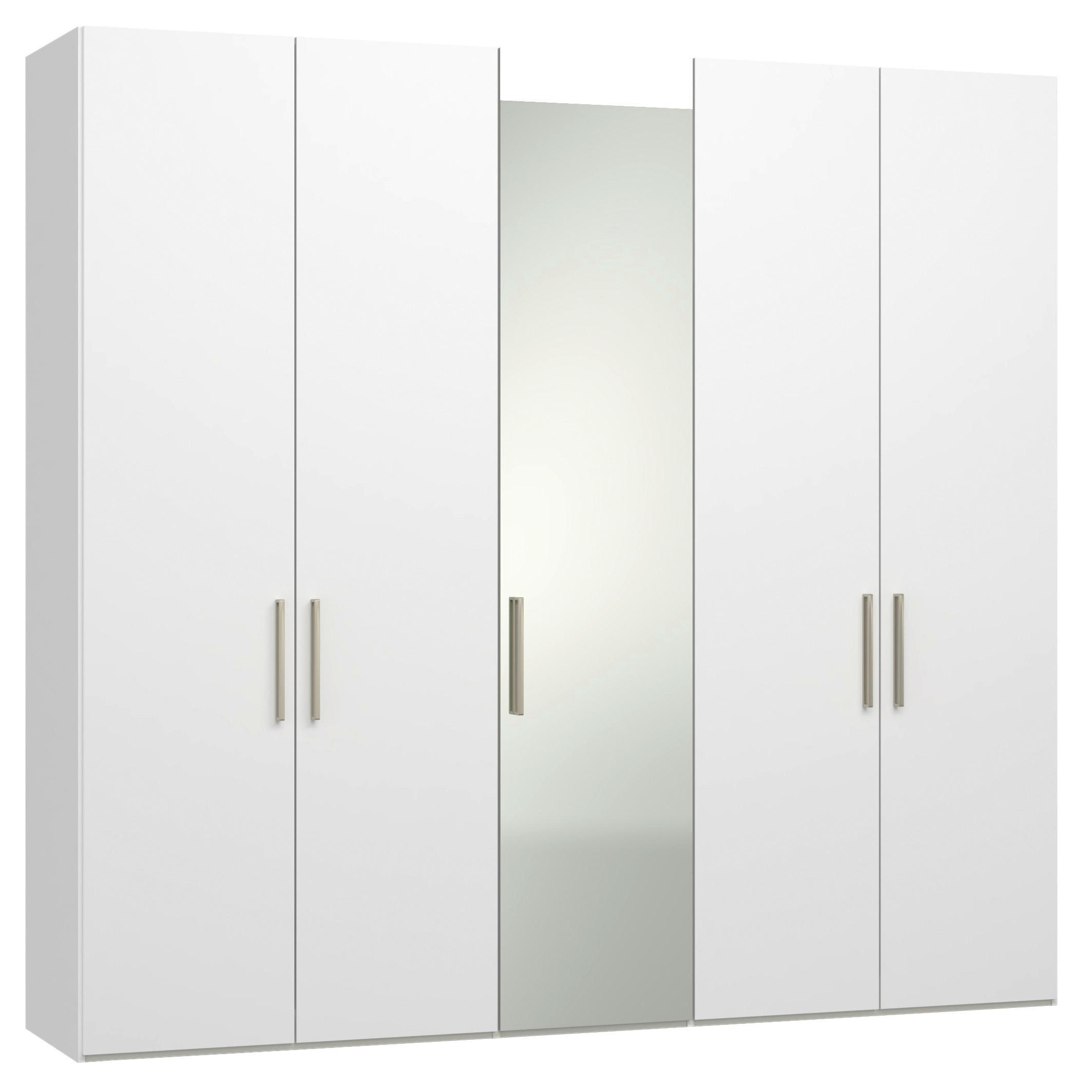 DREHTÜRENSCHRANK 253/236/59 cm,  in Weiß, 5-türig  - Edelstahlfarben/Weiß, Design, Glas/Holzwerkstoff (253/236/59cm) - Jutzler