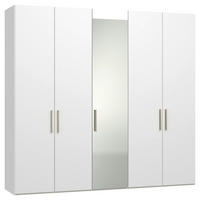 DREHTÜRENSCHRANK 253/236/59 cm,  in Weiß, 5-türig  - Edelstahlfarben/Weiß, Design, Glas/Holzwerkstoff (253/236/59cm) - Jutzler