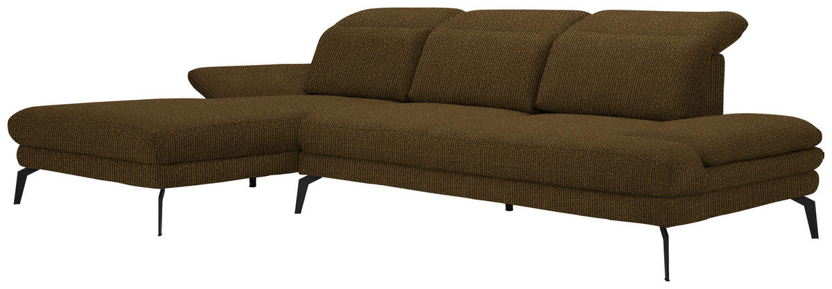 ECKSOFA in Webstoff Messingfarben  - Messingfarben/Schwarz, Design, Textil/Metall (180/289cm) - Stylife