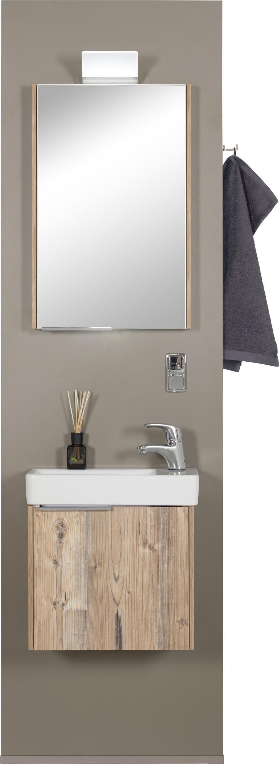 BADEZIMMER  in 64 cm  - Fichtefarben/Braun, KONVENTIONELL, Glas/Keramik (64cm) - Moderano