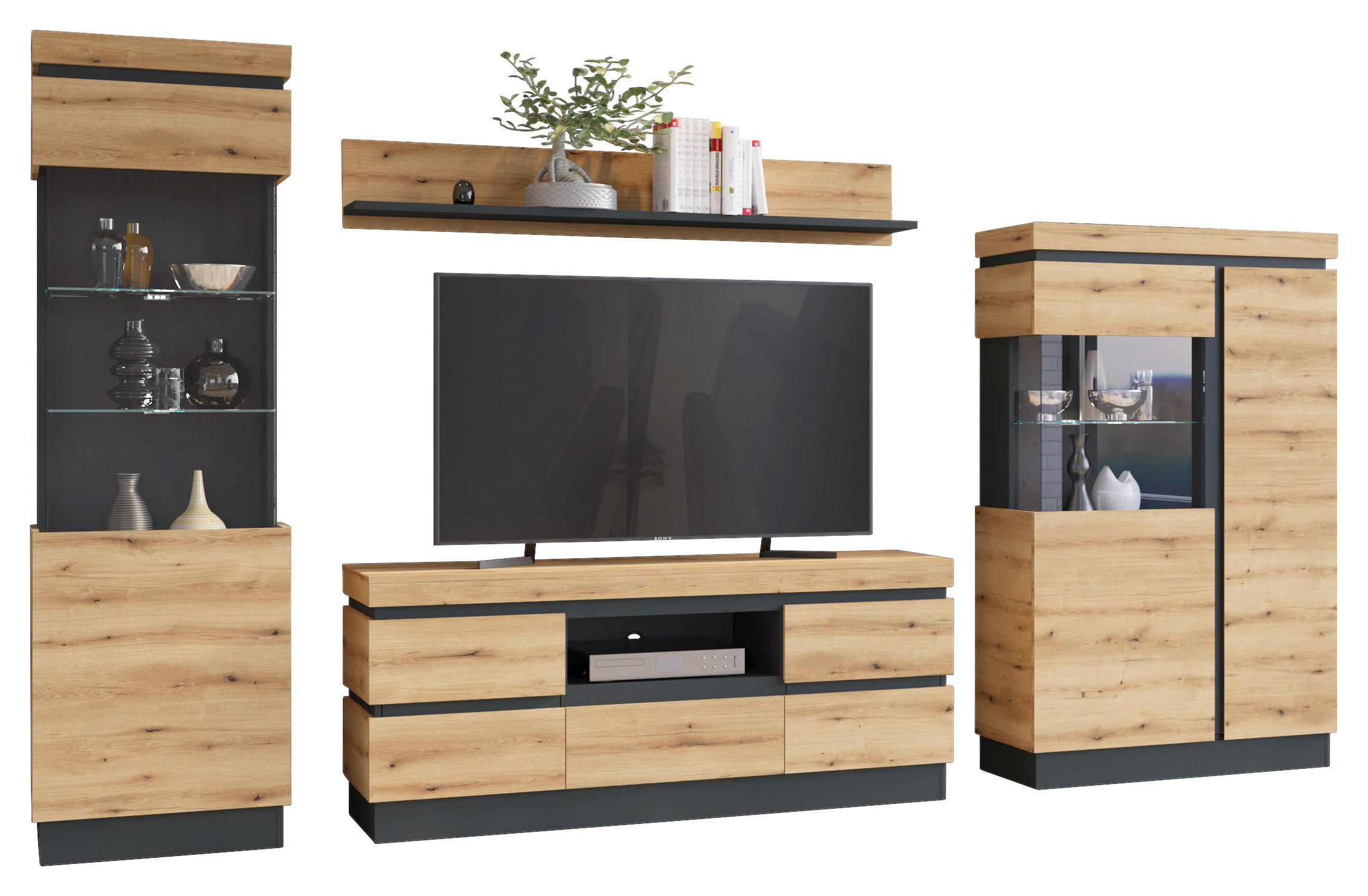 Stapelprogramm Corte Grau/Eiche Dekor B: 324,5 cm