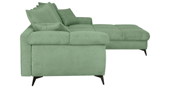 ECKSOFA Pastellgrün Cord Rückenkissen, Armlehnenkissen, Rücken echt  - Pastellgrün/Schwarz, KONVENTIONELL, Textil/Metall (332/231cm) - Carryhome