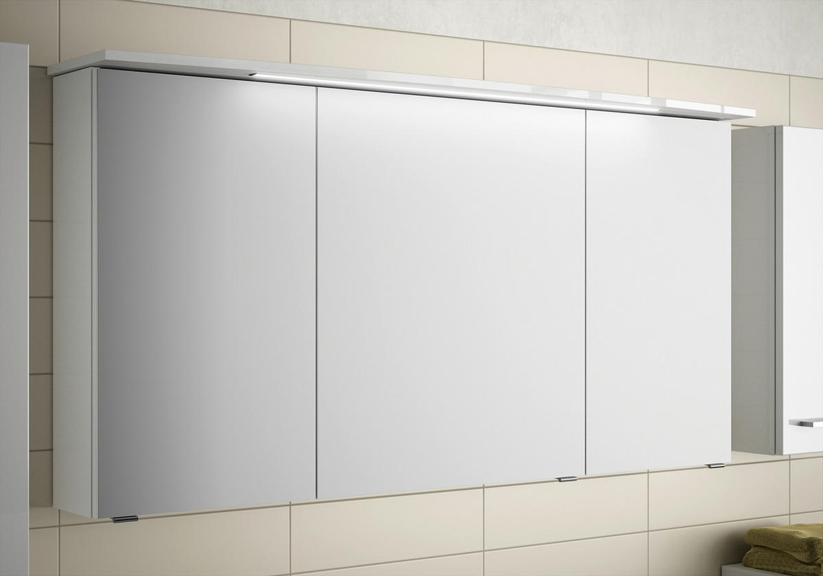 SPIEGELSCHRANK 120/70,3/17 cm  - Chromfarben/Weiß, MODERN, Glas/Holzwerkstoff (120/70,3/17cm) - Sadena