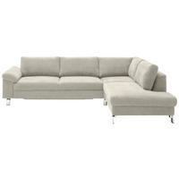 ECKSOFA  in Velours Creme  281/200 cm  - Chromfarben/Creme, Design, Textil/Metall (281/200cm) - Hom`in