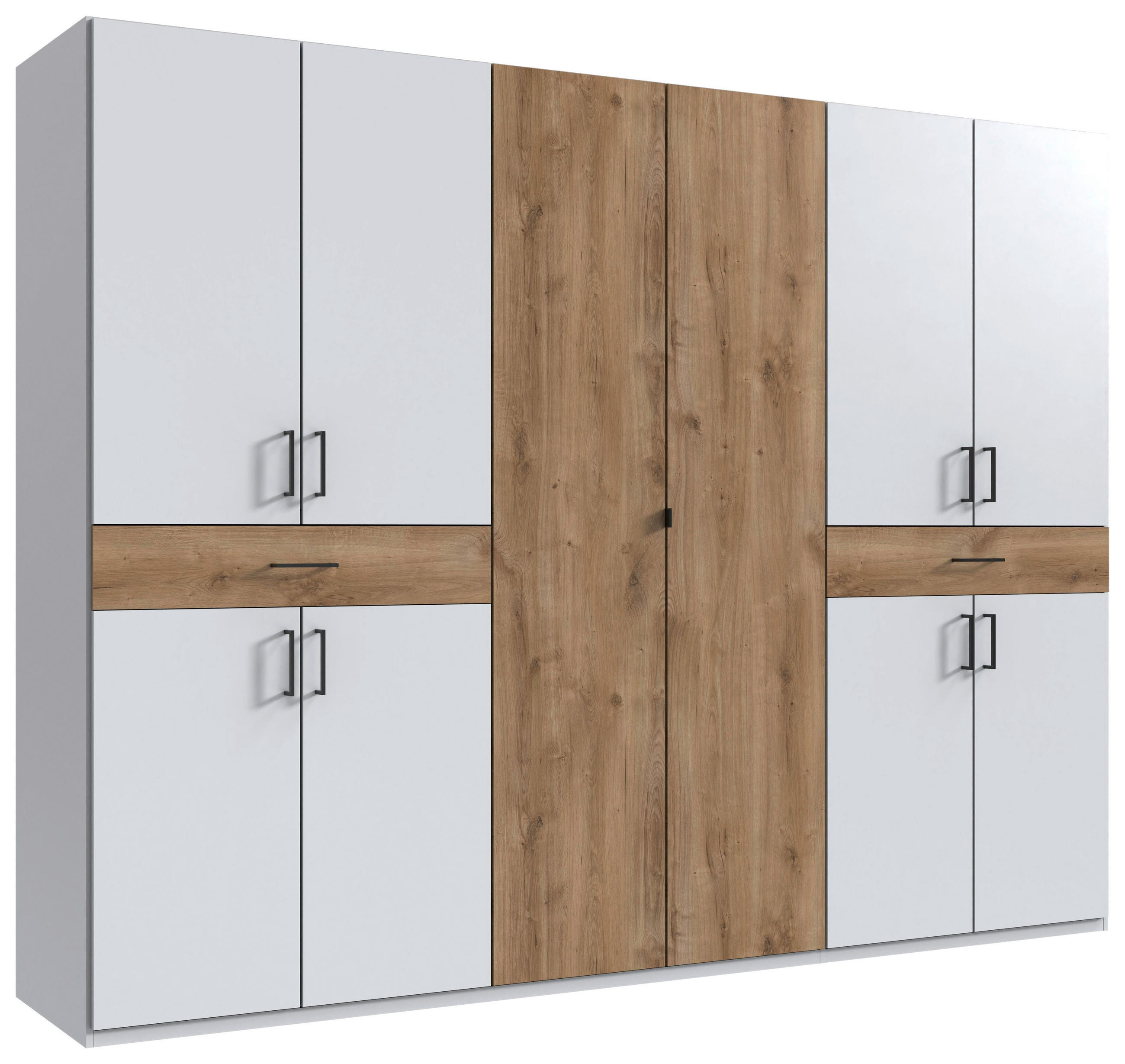 DREHTÜRENSCHRANK in Weiss, Plankeneiche  - Weiss/Plankeneiche, Konventionell, Holzwerkstoff/Kunststoff (270/208/58cm) - Carryhome