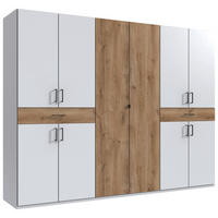DREHTÜRENSCHRANK in Weiss, Plankeneiche  - Weiss/Plankeneiche, Konventionell, Holzwerkstoff/Kunststoff (270/208/58cm) - Carryhome