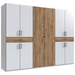 DREHTÜRENSCHRANK  in Weiß, Plankeneiche  - Plankeneiche/Schwarz, KONVENTIONELL, Holzwerkstoff/Kunststoff (270/208/58cm) - Carryhome