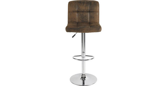 BARHOCKER Lederlook Braun, Chromfarben Eisen - Chromfarben/Braun, Design, Textil/Metall (45/92-113/48cm) - Carryhome