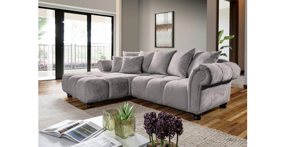 ECKSOFA  in Plüsch Grau  190/288 cm  - Dunkelbraun/Grau, KONVENTIONELL, Holz/Textil (190/288cm) - Carryhome