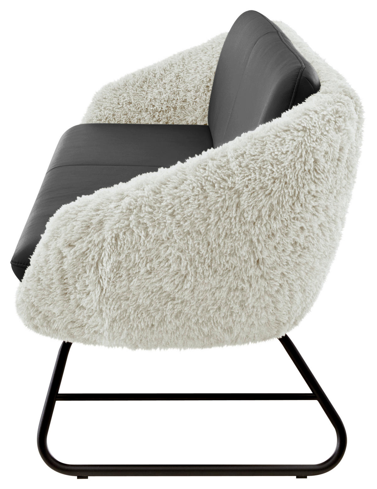 SITZBANK 219/87/78 cm  in Dunkelblau, Beige  - Beige/Schwarz, Design, Leder/Textil (219/87/78cm) - Koinor