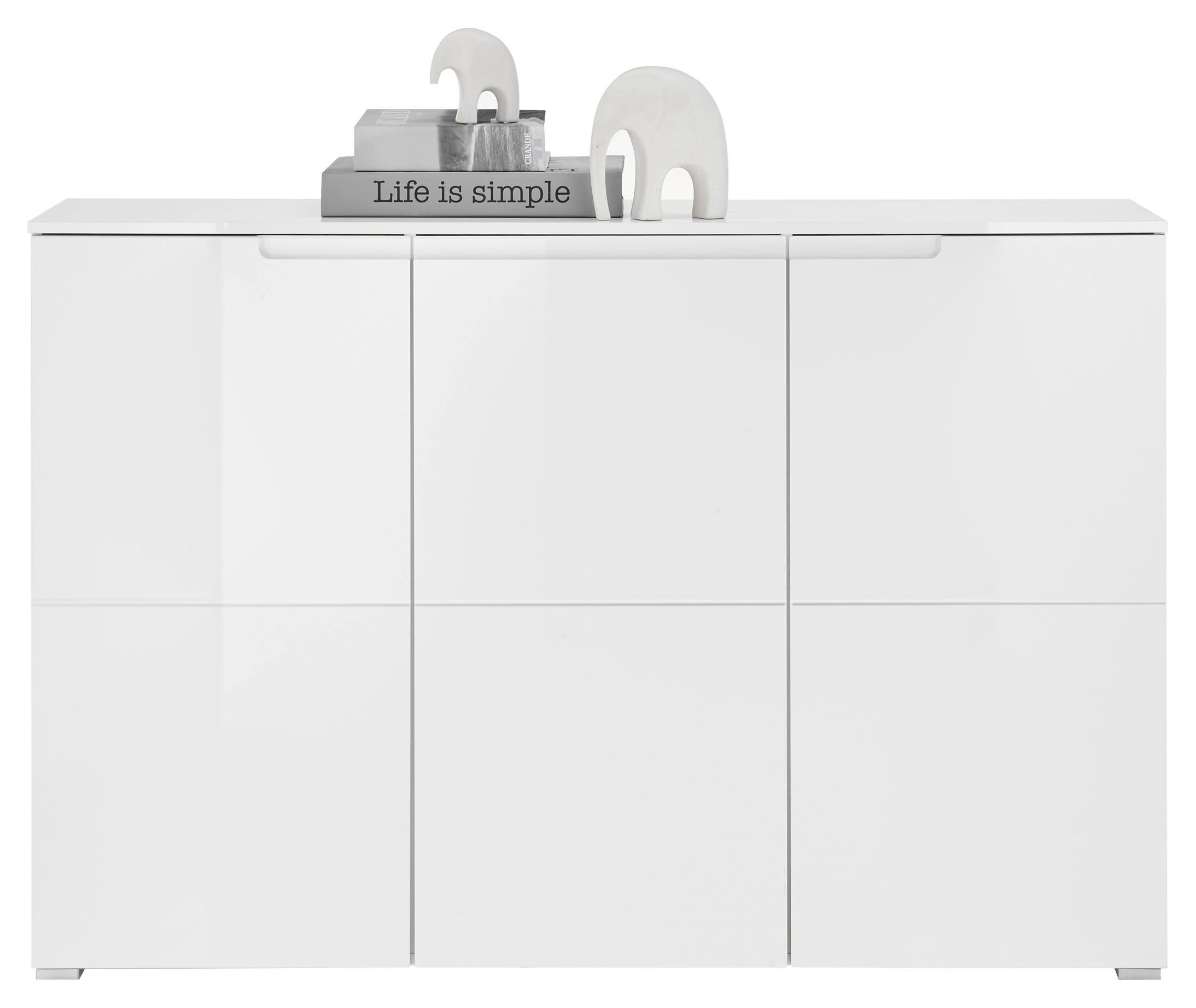 Mid.you Schuhschrank Weiß, Weiß Hochglanz 150x100x37 cm