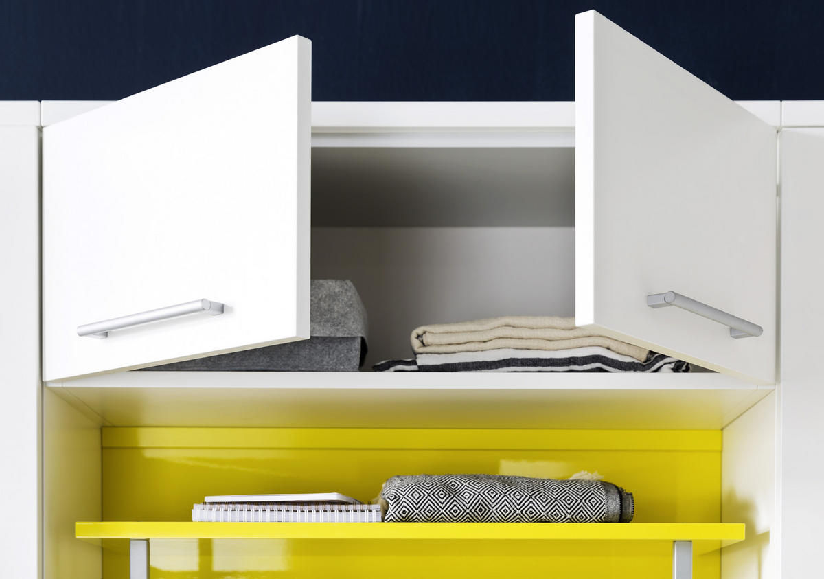 GARDEROBE 7-teilig  in 293/233/55 cm  - Gelb/Weiß, Design, Glas/Holzwerkstoff (293/233/55cm) - Moderano