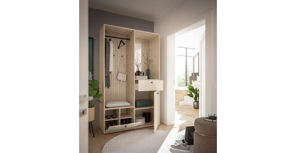 GARDEROBE 4-teilig  in 120/200/50 cm  - Kaschmir/Eichefarben, Design, Glas/Holzwerkstoff (120/200/50cm) - Xora