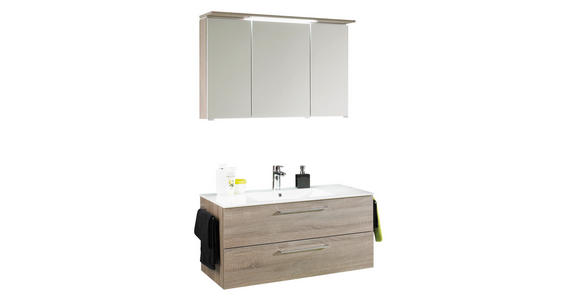 BADEZIMMER 101 cm - Trüffeleichefarben/Weiß, Design, Glas/Keramik (101cm) - Novel