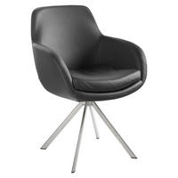 ARMLEHNSTUHL  in Echtleder pigmentiert  - Edelstahlfarben/Dunkelgrau, Design, Leder/Metall (62/86/66cm) - Musterring