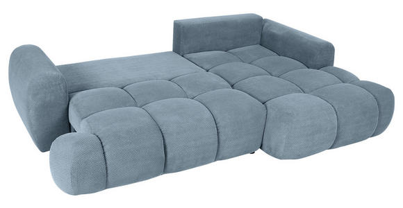 ECKSOFA Blau Flachgewebe - Blau/Schwarz, KONVENTIONELL, Kunststoff/Textil (274/174cm) - Carryhome