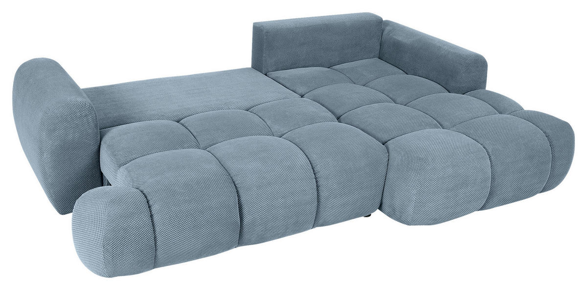 ECKSOFA in Flachgewebe Blau  - Blau/Schwarz, Konventionell, Kunststoff/Textil (274/174cm) - Carryhome