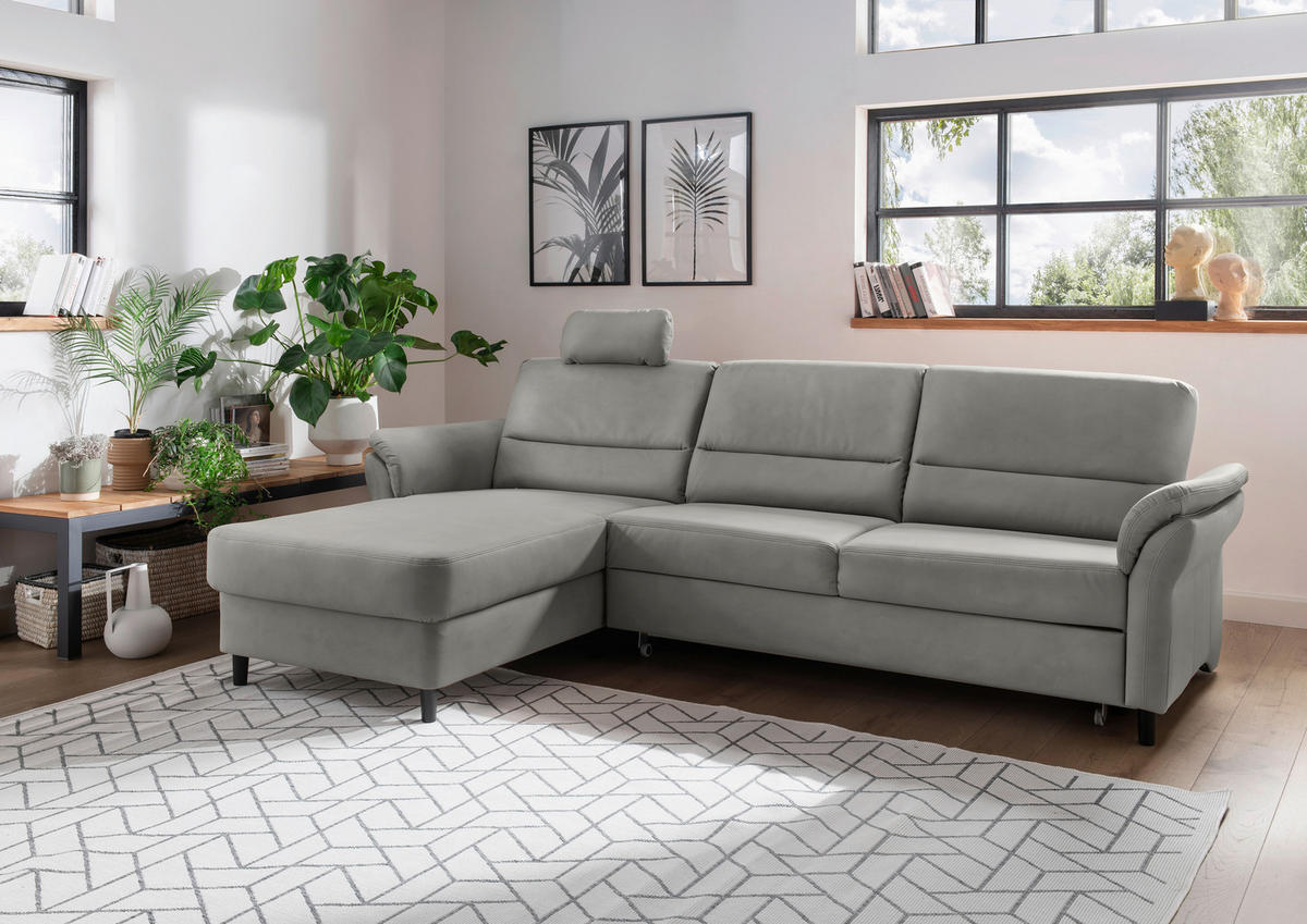 ECKSOFA in Lederlook Grau  - Schwarz/Grau, Modern, Holz/Textil (176/279cm) - Livetastic