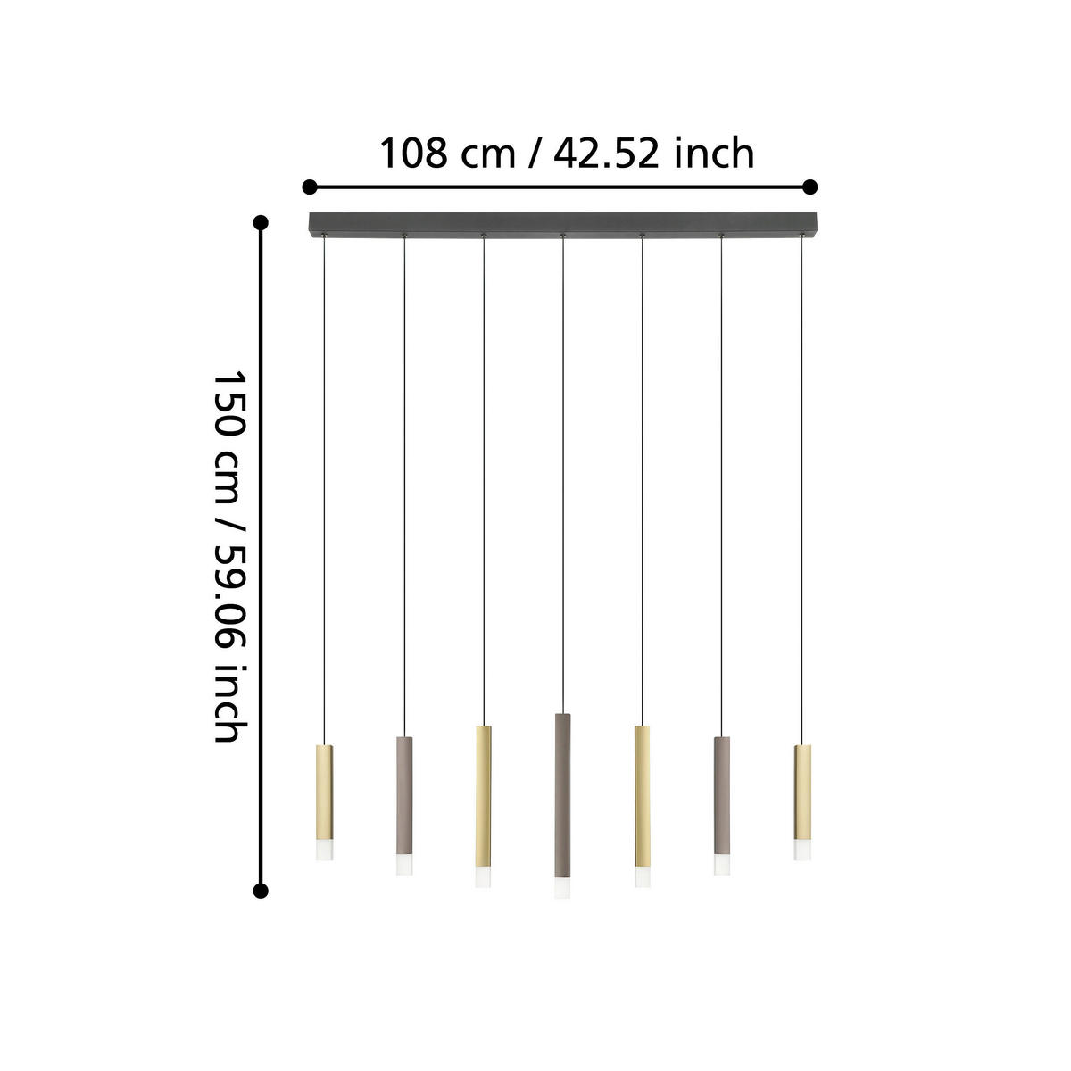 LED-HÄNGELEUCHTE 108/4,5/150 cm  - Goldfarben/Schwarz, Design, Kunststoff/Metall (108/4,5/150cm)