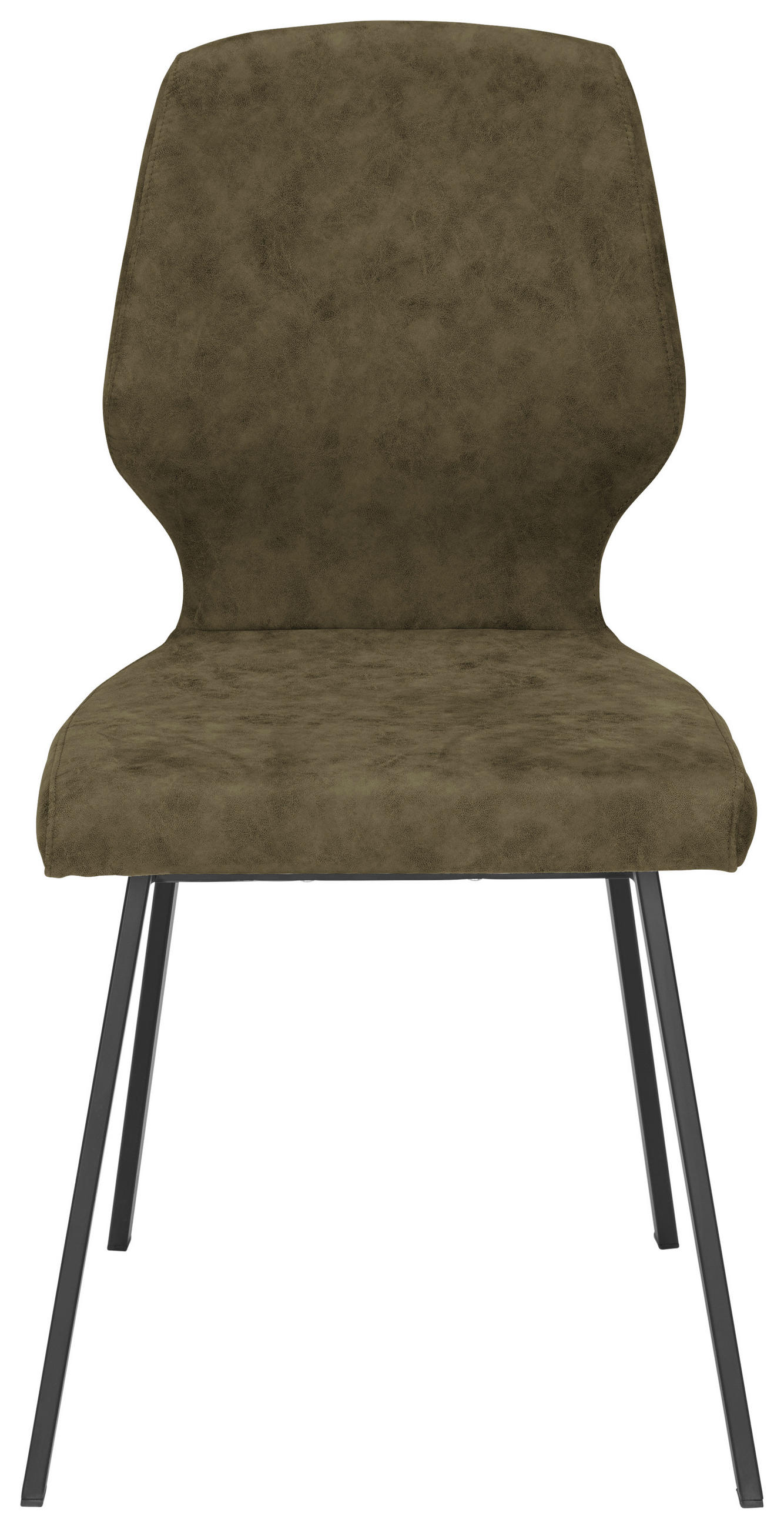 STUHL  in Eisen Mikrofaser  - Schwarz/Olivgrün, Modern, Textil/Metall (46/91/61cm) - Venda