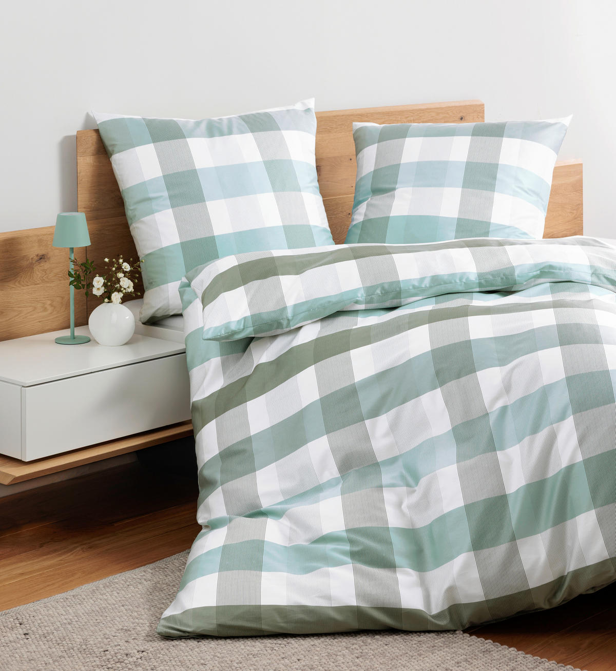 POSTELJNINA 135/200 cm mako saten žajbljevo zelena  - žajbljevo zelena, Konvencionalno, tekstil (135/200cm) - Janine