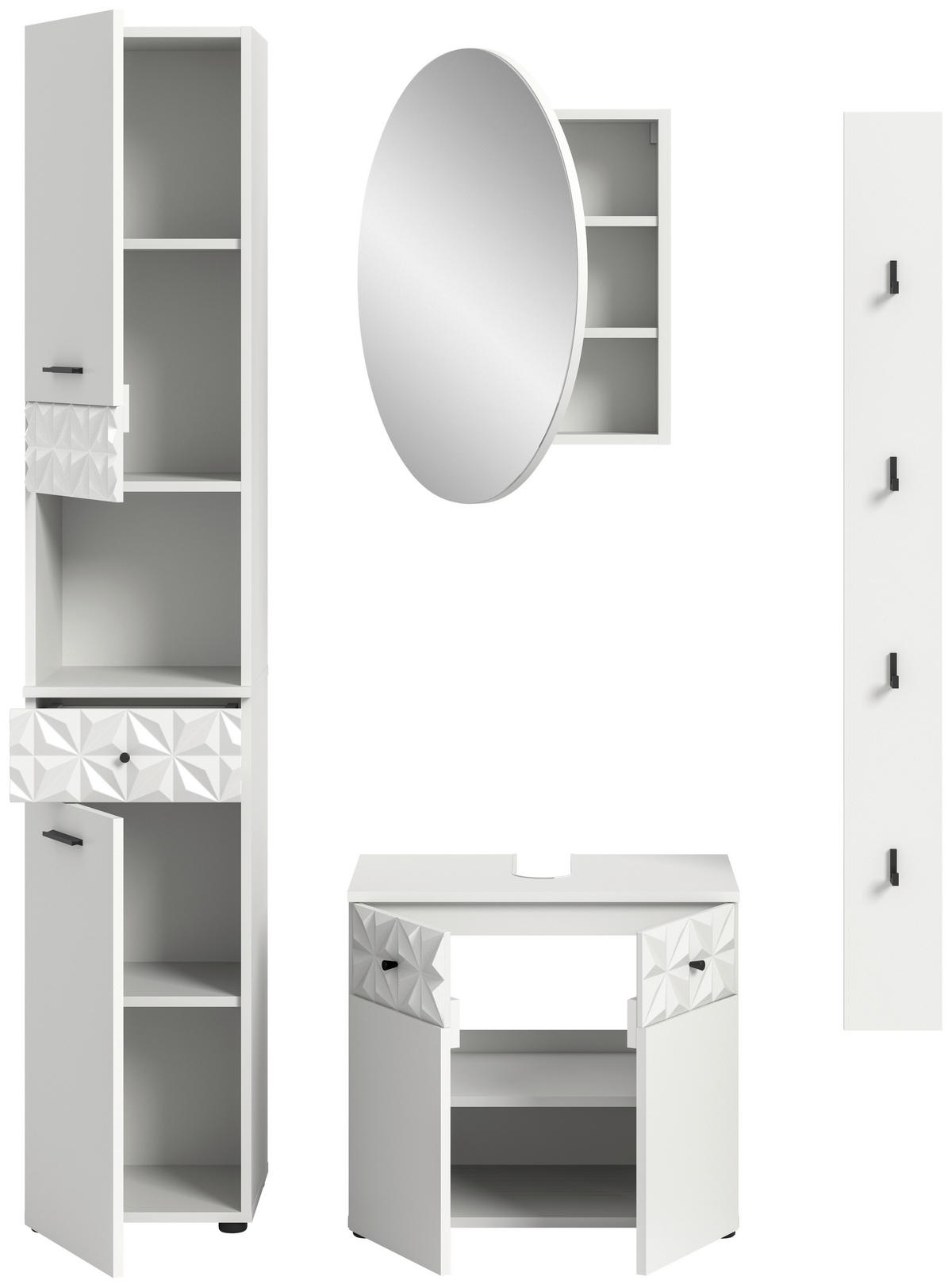 KÚPEĽŇA biela  - čierna/biela, Modern, kov/kompozitné drevo (111cm) - MID.YOU