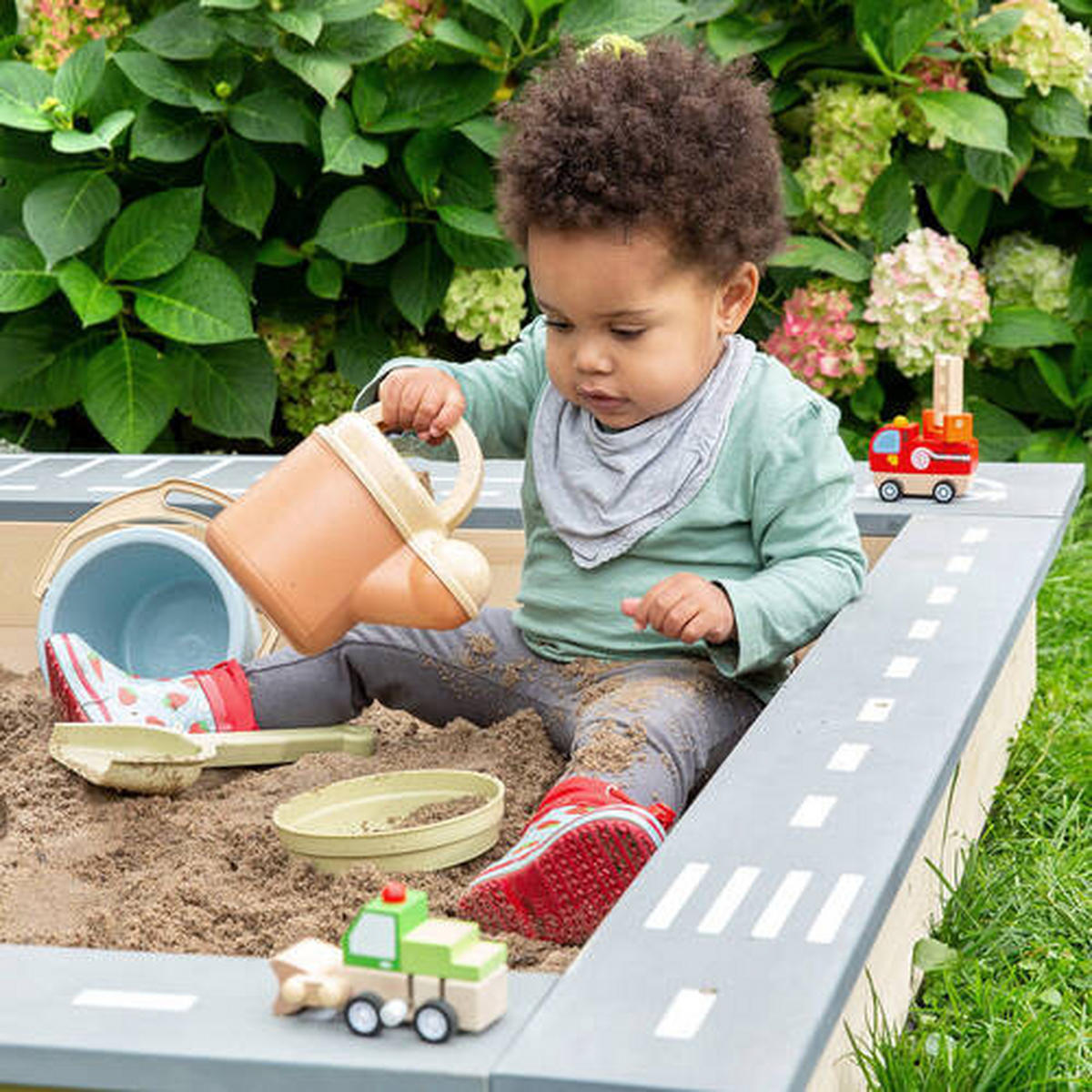 SANDKASTEN 135/125/20 cm  - Naturfarben/Grau, Basics, Holz (135/125/20cm) - MUDDY BUDDY