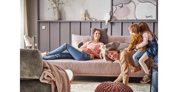 RÉCAMIERE  in Flachgewebe Hellrosa  - Hellrosa/Schwarz, Design, Textil/Metall (225/80/98cm) - Dieter Knoll