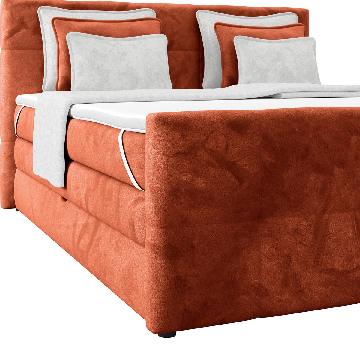 BOXSPRINGBETT 160/200 cm,  in Rostfarben, gepolstertes Kopfteil, Bettkasten, Topper, Matratzen, H3 + H3 = fest  - Rostfarben, KONVENTIONELL, Holz/Holzwerkstoff (160/200cm) - Luca Bessoni