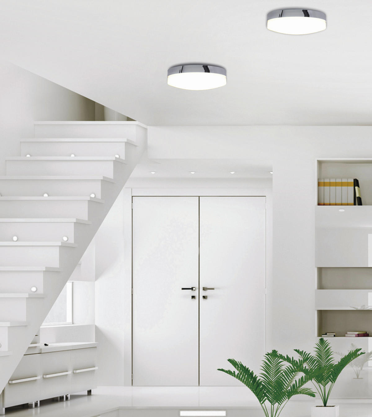 LED-DECKENLEUCHTE 29 cm  - Chromfarben/Weiß, Design, Kunststoff/Metall (29cm) - Näve