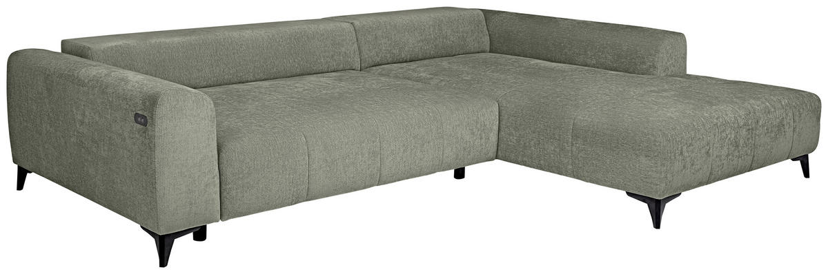 ECKSOFA  in Chenille Mintgrün  279/222 cm  - Schwarz/Mintgrün, KONVENTIONELL, Kunststoff/Textil (279/222cm) - Hom`in