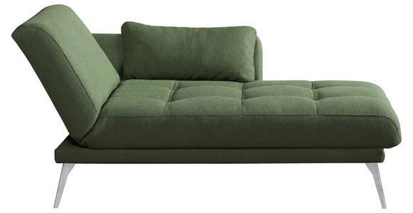 RÉCAMIERE Amira in Dunkelgrün  - Chromfarben/Dunkelgrün, KONVENTIONELL, Textil/Metall (200/85/106cm) - Novel