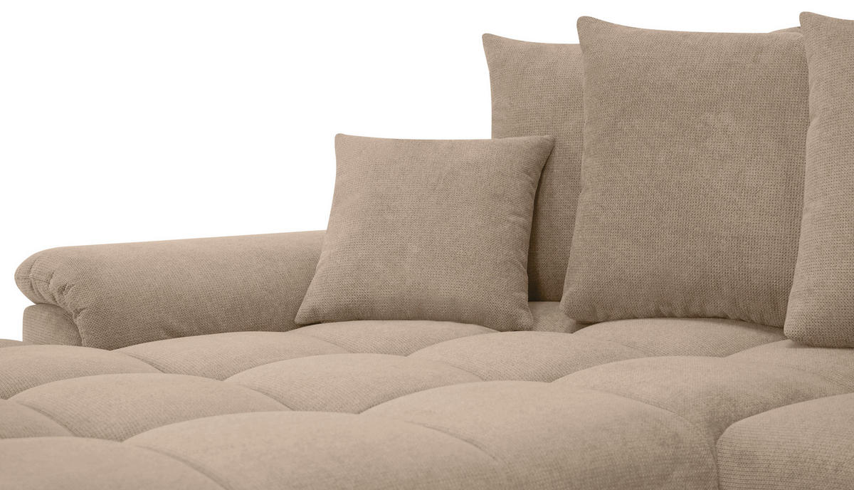 ECKSOFA Taupe Flachgewebe, Mikrofaser  - Taupe/Chromfarben, Design, Kunststoff/Textil (198/312cm) - Livetastic