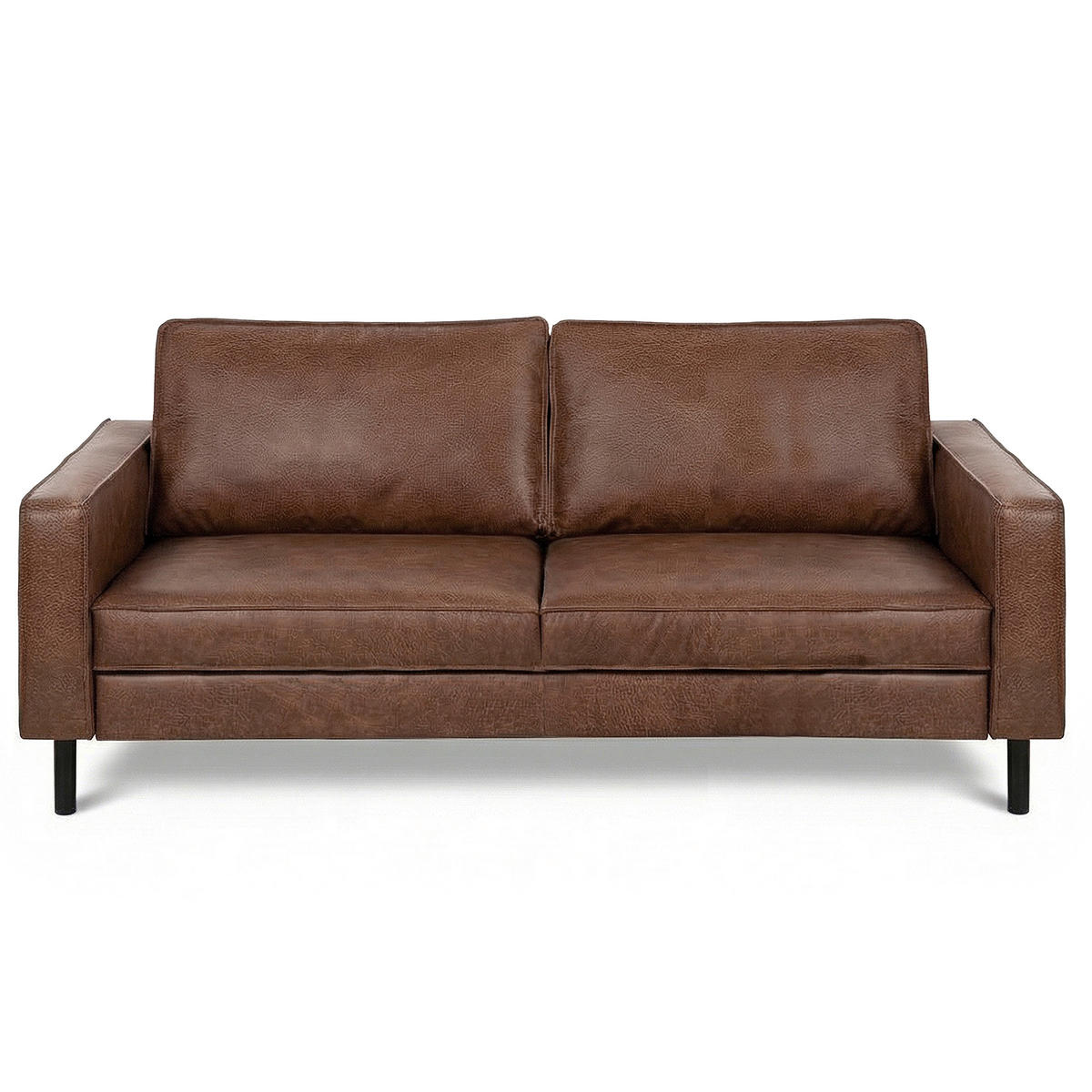 2,5-SITZER  in Echtleder Braun   - Schwarz/Braun, Design, Leder/Metall (168/85/92cm) - Livetastic