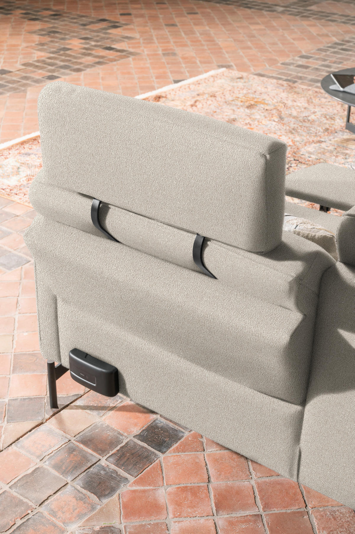 ECKSOFA in Flachgewebe, Struktur Beige  230/254 cm  - Anthrazit/Beige, Design, Textil/Metall (230/254cm) - Johann Jakob